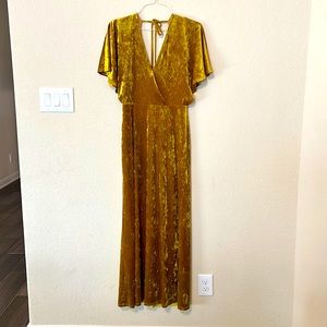 BCBGeneration Crushed Gold Velvet Maxi Dress